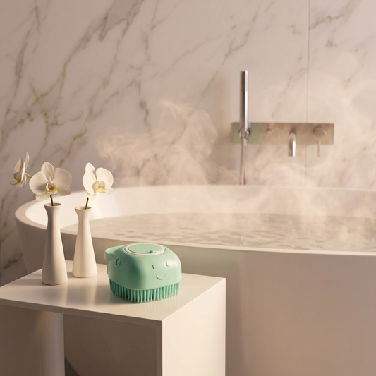 2-in-1 Silicone Massage Bath Scrubber & Soap Dispenser.